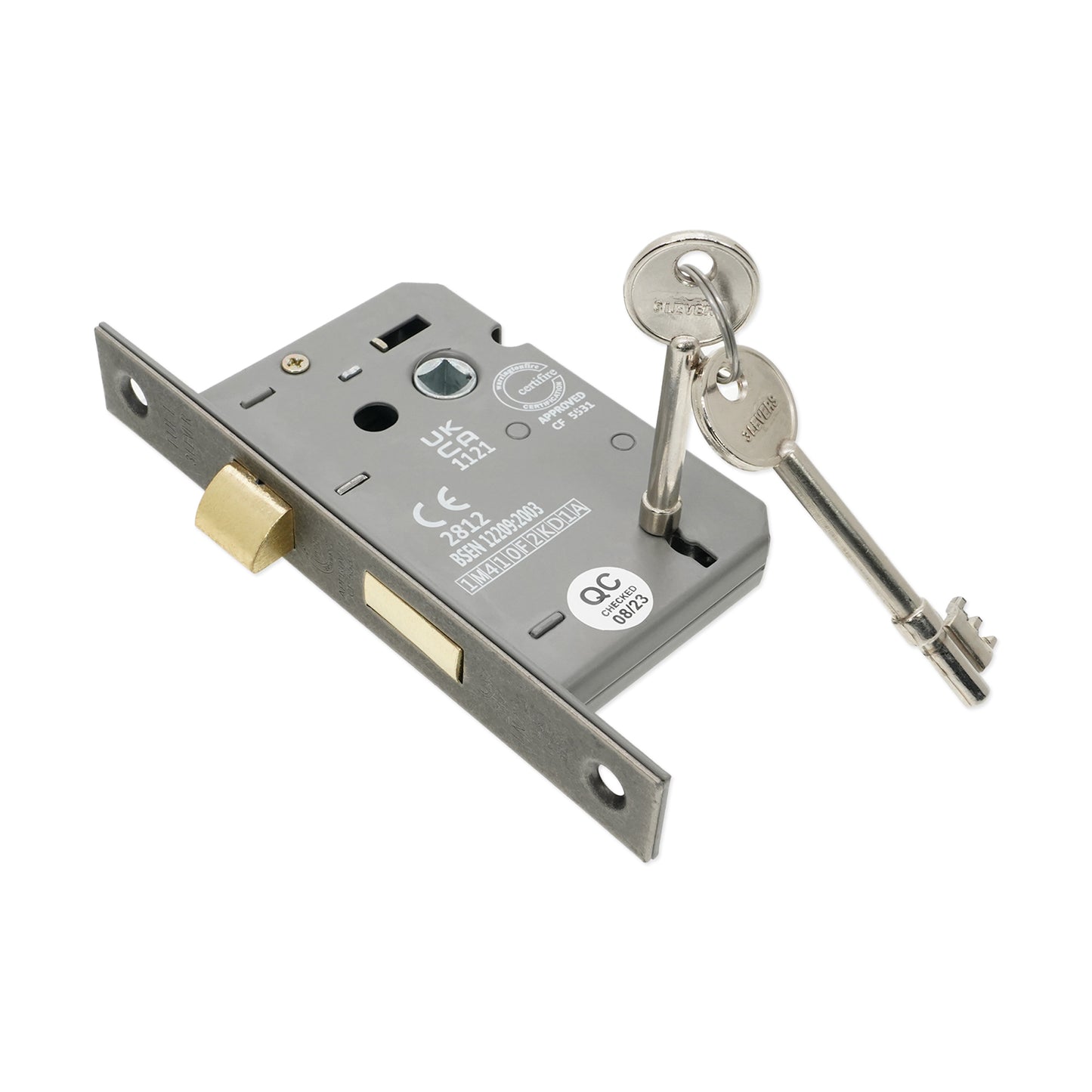 Serrure à mortaise à 3 leviers CE 2,5" FD60 - Étain