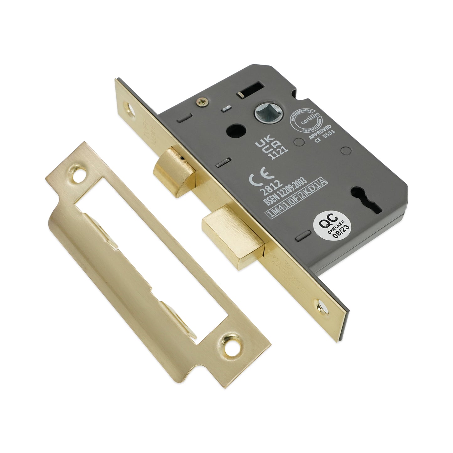 2.5" CE 3 Lever Mortice Sash Lock FD60 - Satin Brass