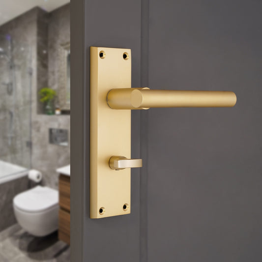 Jura Lever on Backplate Bathroom Pack Satin Brass