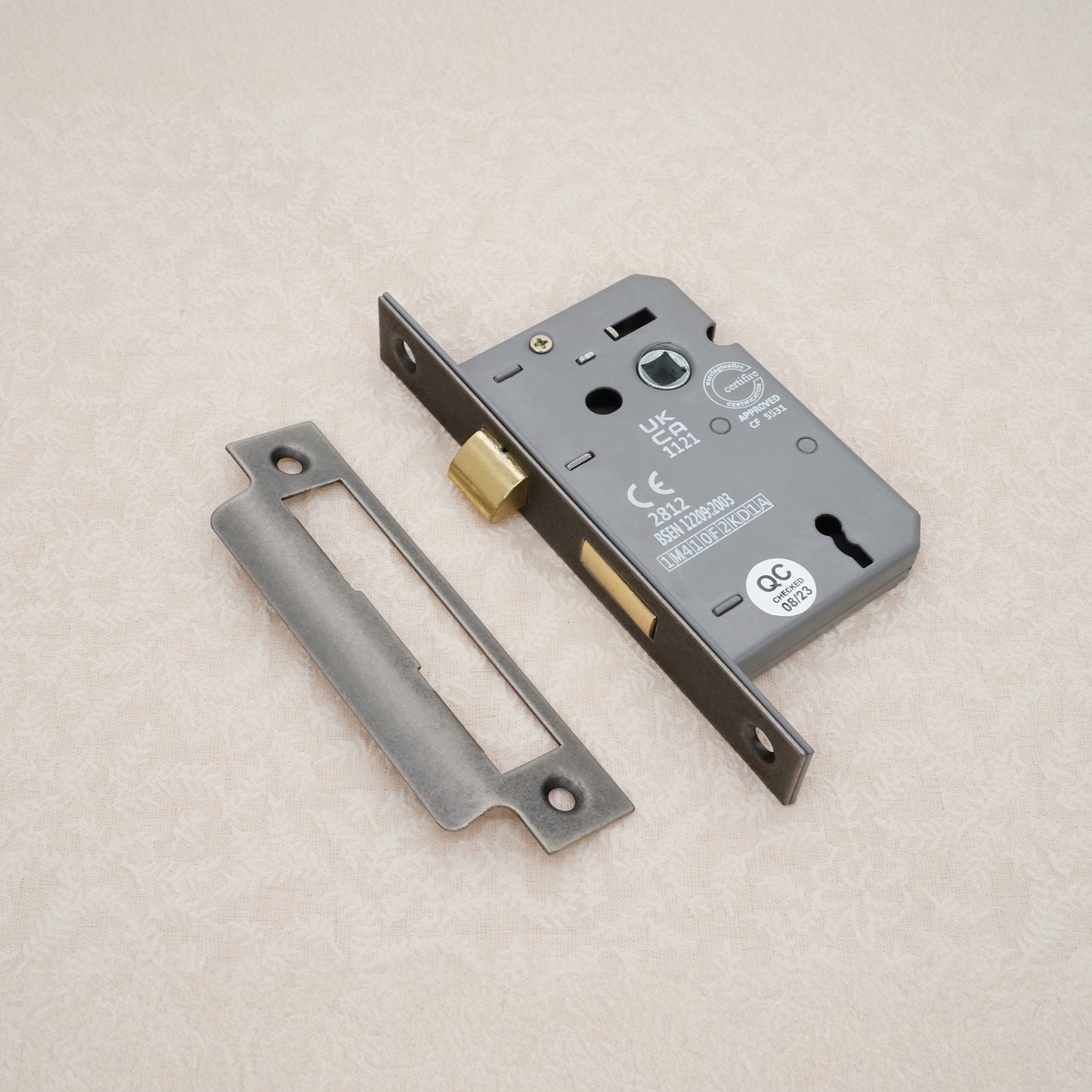 Serrure à mortaise à 3 leviers CE 2,5" FD60 - Étain