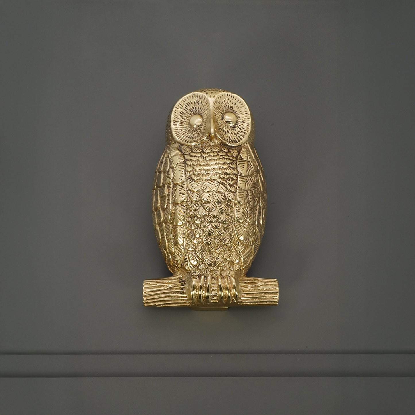 Heurtoir de porte hibou en laiton poli