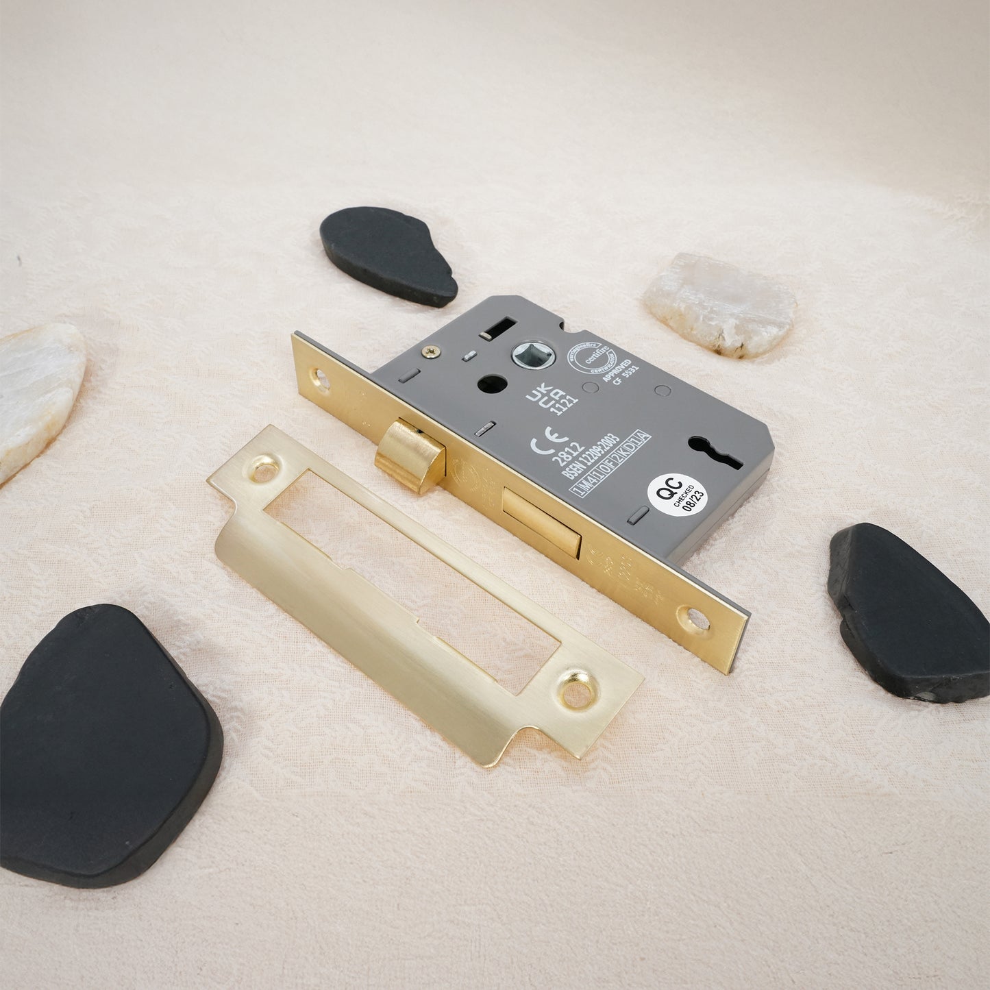 2.5" CE 3 Lever Mortice Sash Lock FD60 - Satin Brass