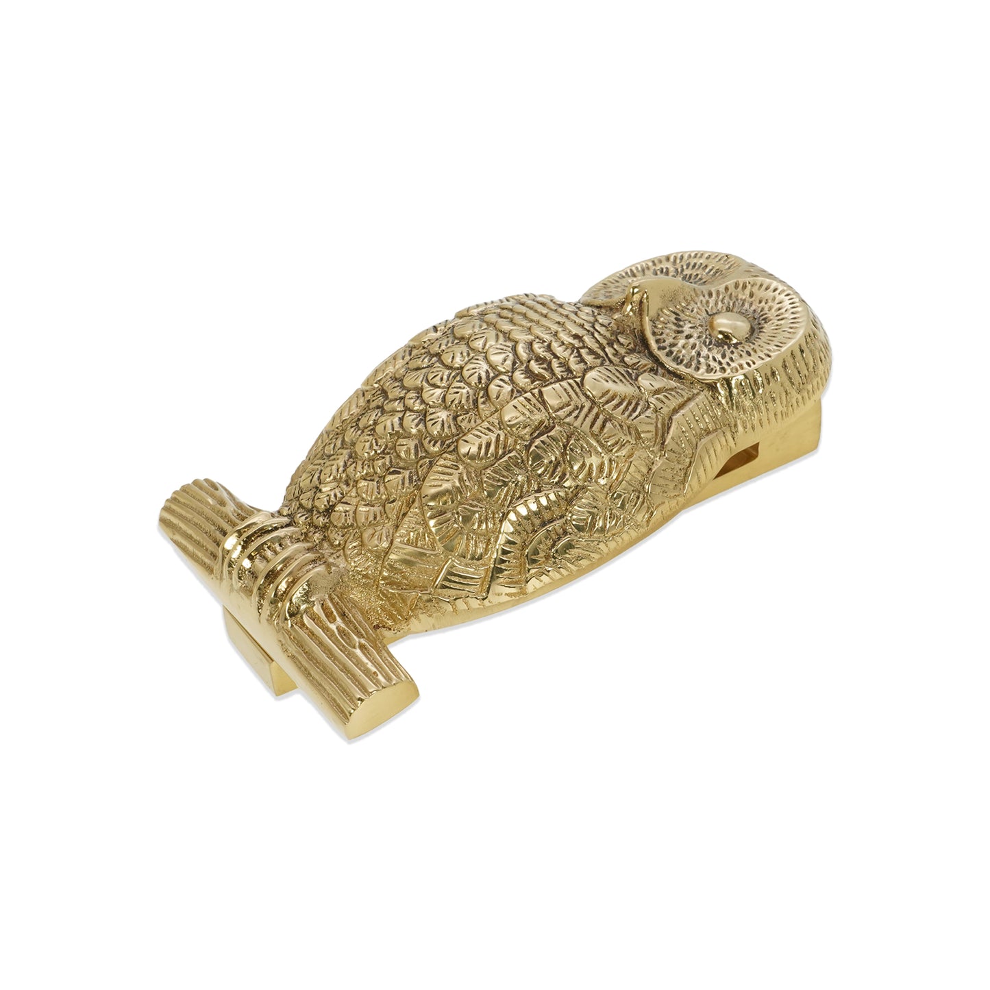 Heurtoir de porte hibou en laiton poli