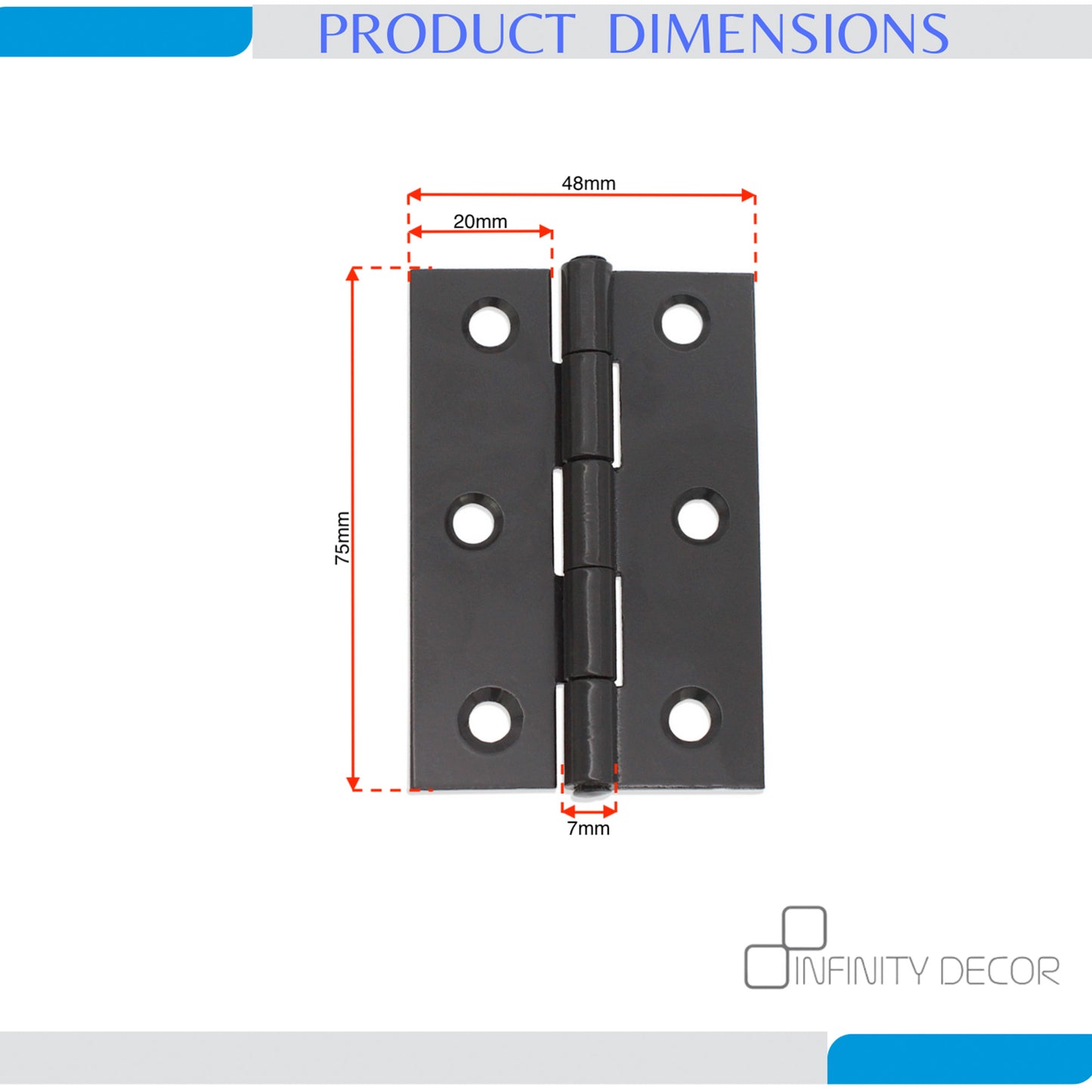 NON CE Mild Steel Butt Hinges - Gunmetal Grey