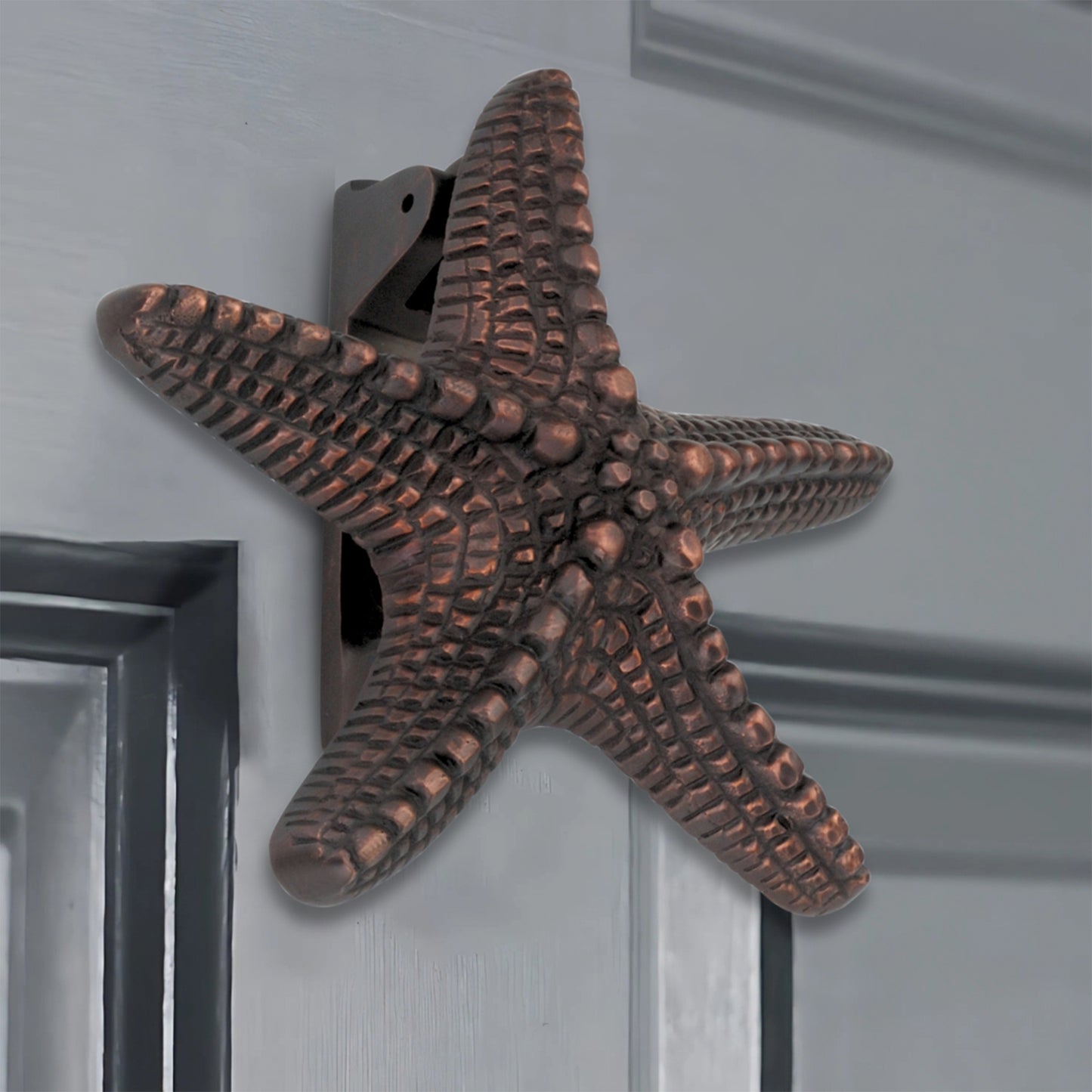 Heurtoir De Porte Étoile De Mer Bronze Vieilli
