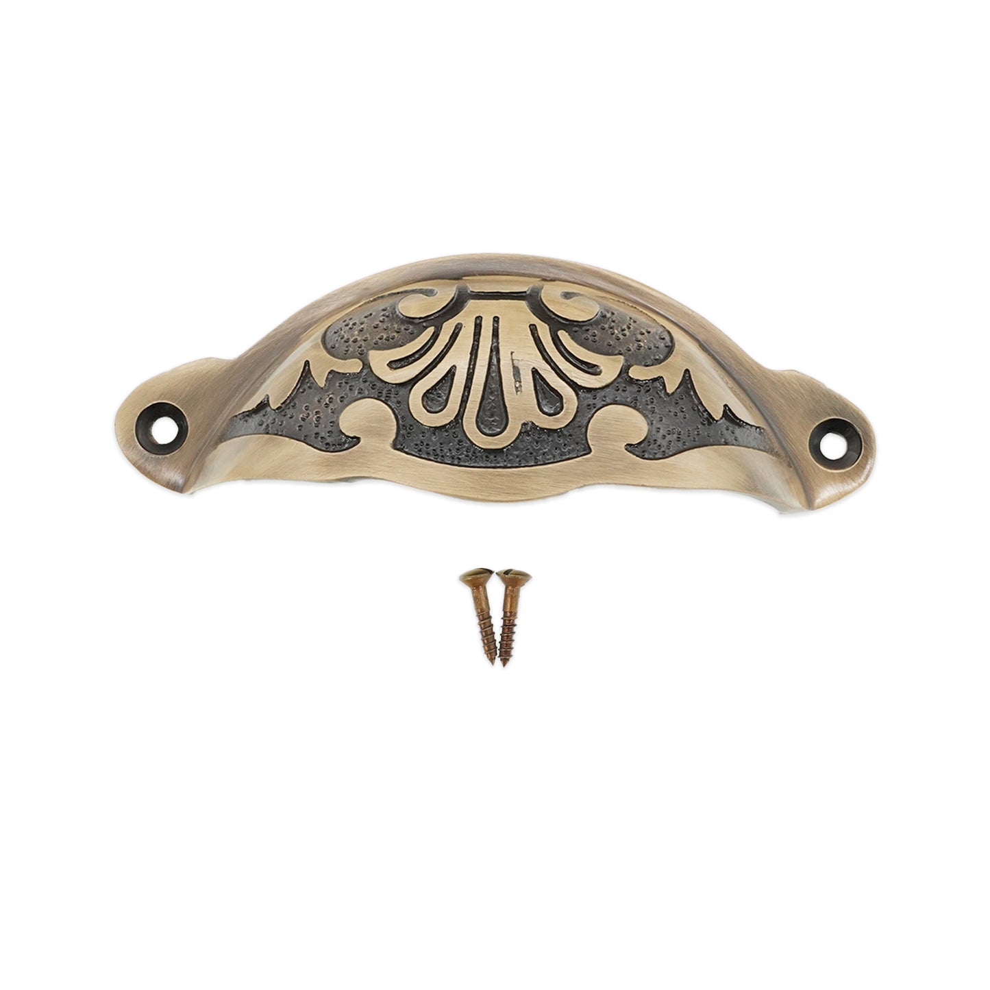 Floral Cup Pull Antique Brass