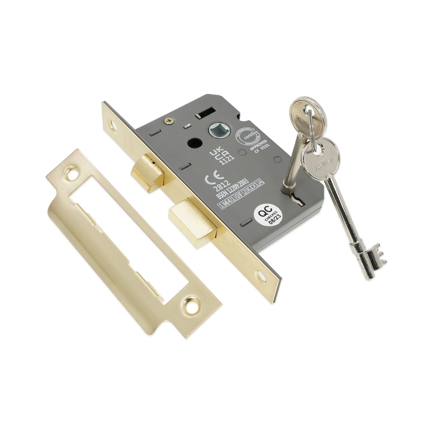 2.5" CE 3 Lever Mortice Sash Lock FD60 - Satin Brass