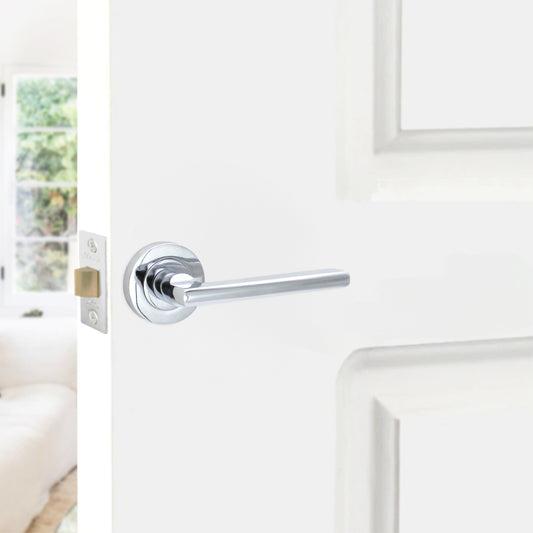 Drox Lever on Rose Polished Chrome Latch Pack