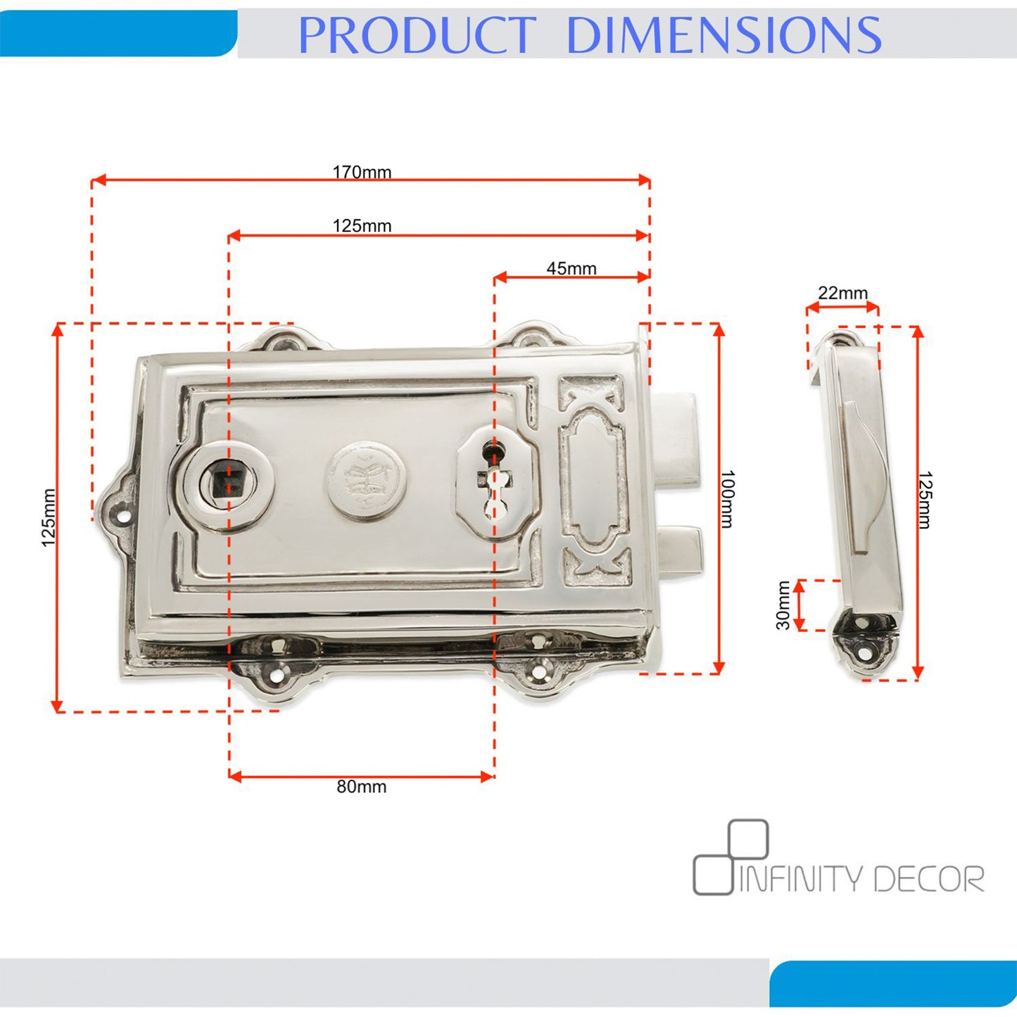 Davenport Rim Lock Polished Nickel