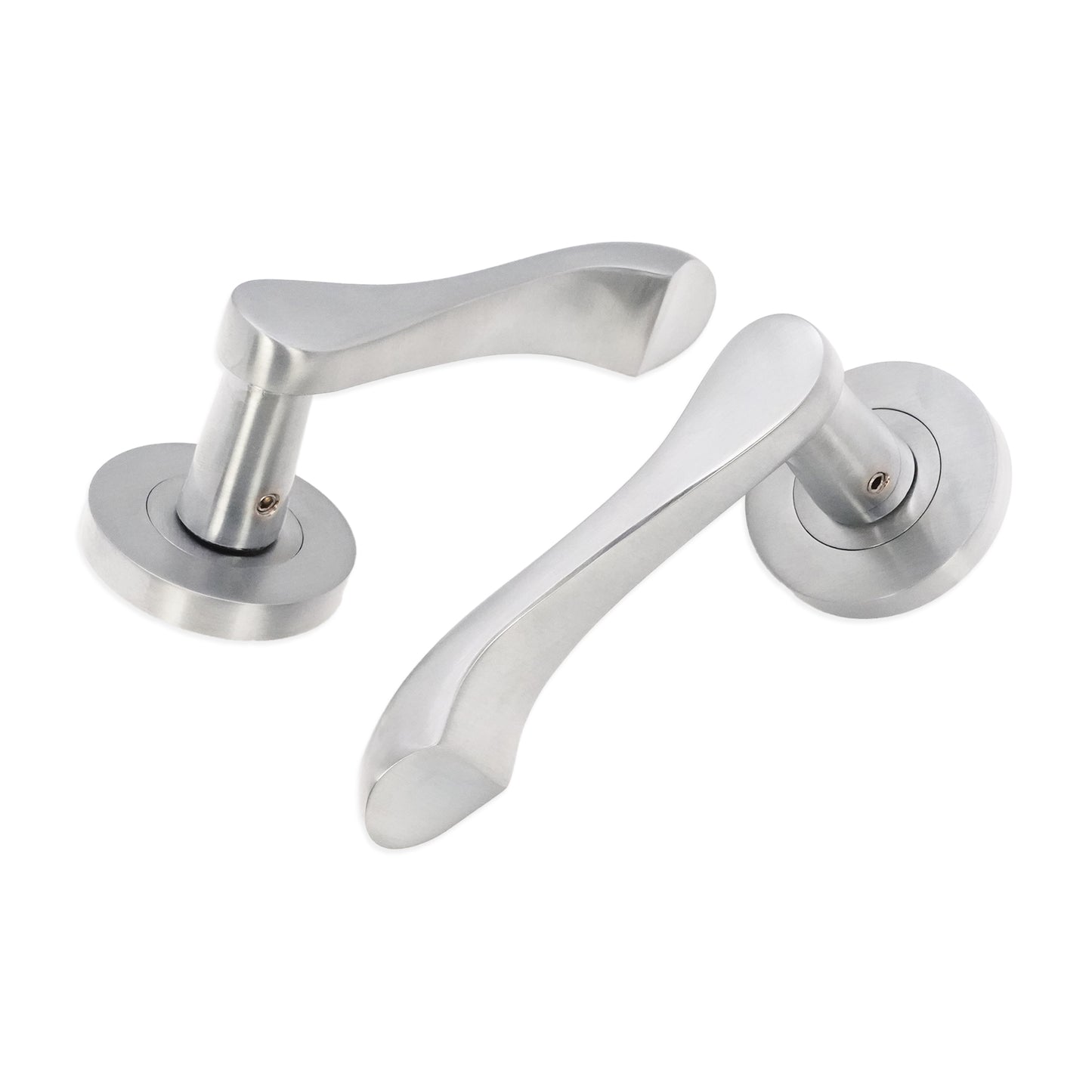 Satin Chrome Lever on Rose Door Handle Home Decor
