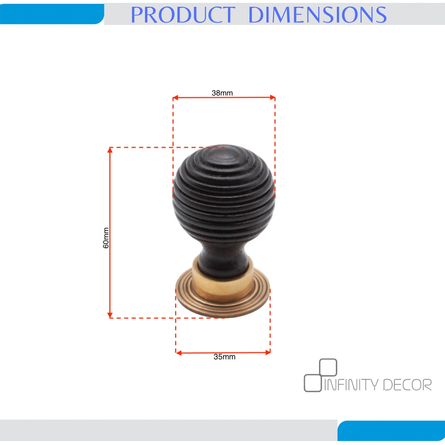 Ebonised Preston Large Cupboard Knob Aged Brass