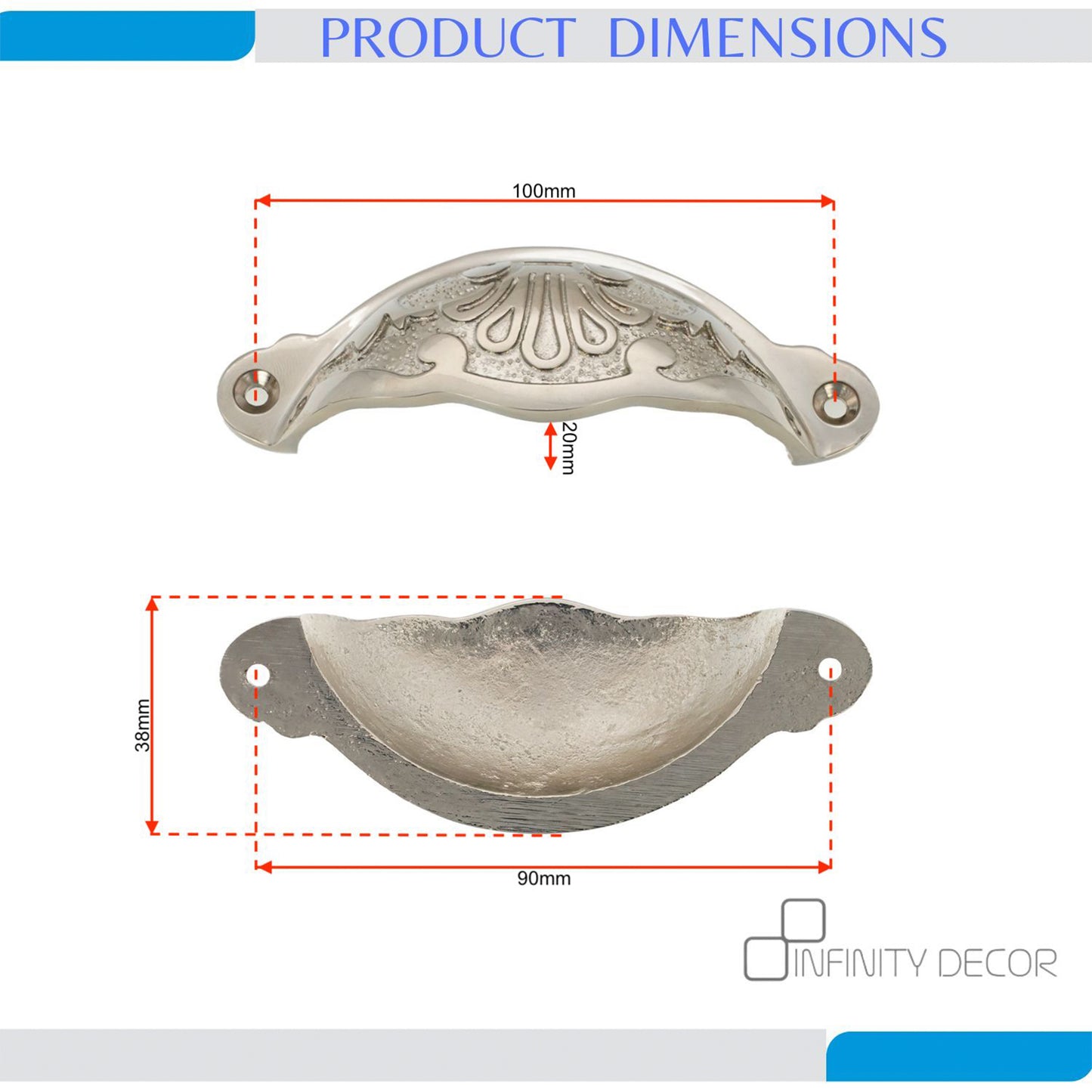Floral Cup Pull Polished Nickel