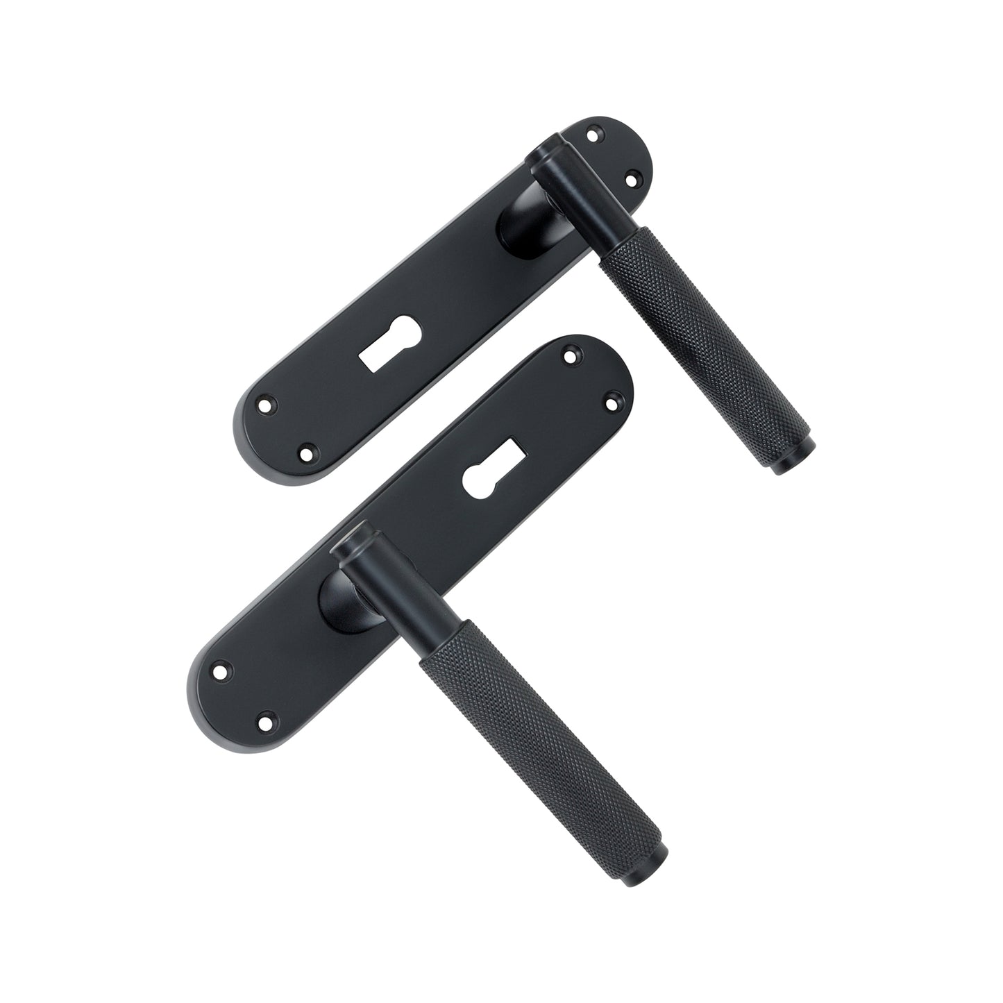 Connaught Knurled Lever on Backplate Lock Matt Black