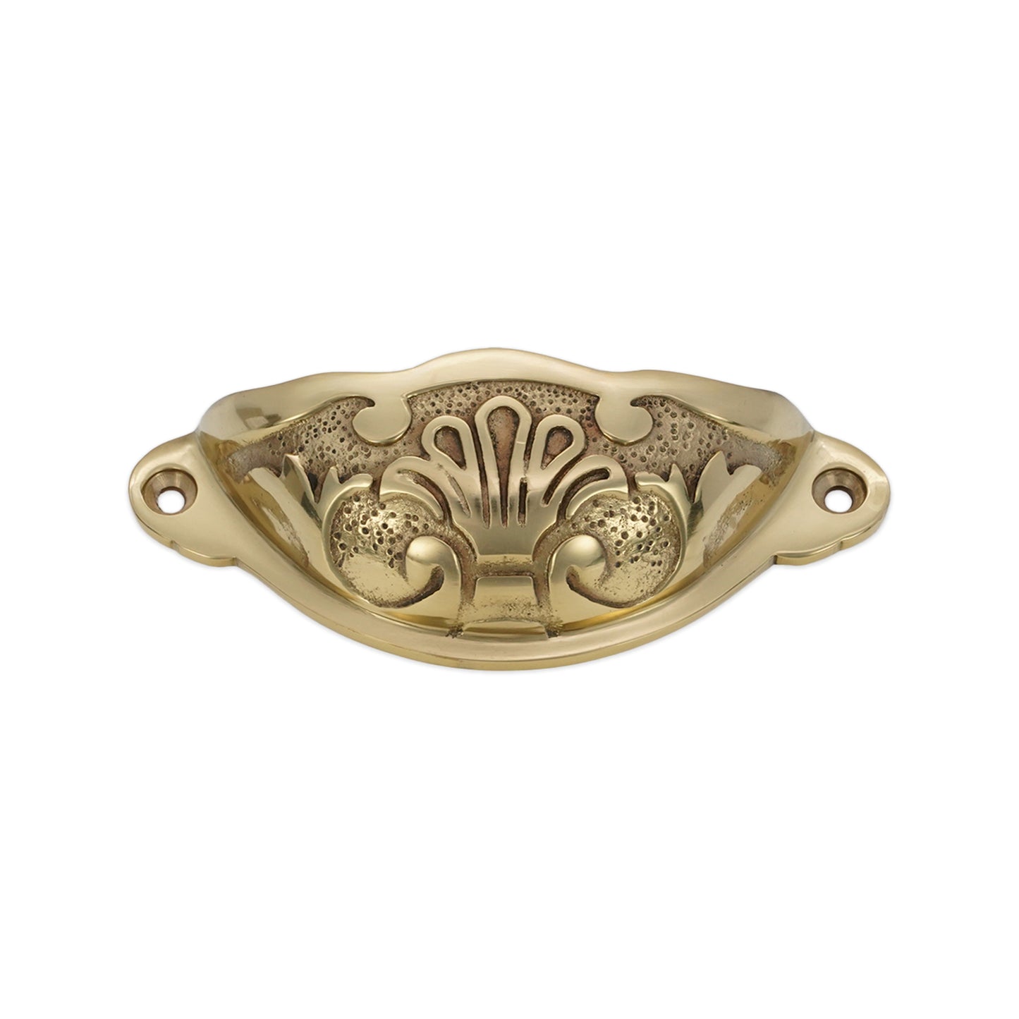 Floral Cup Pull Polished Brass