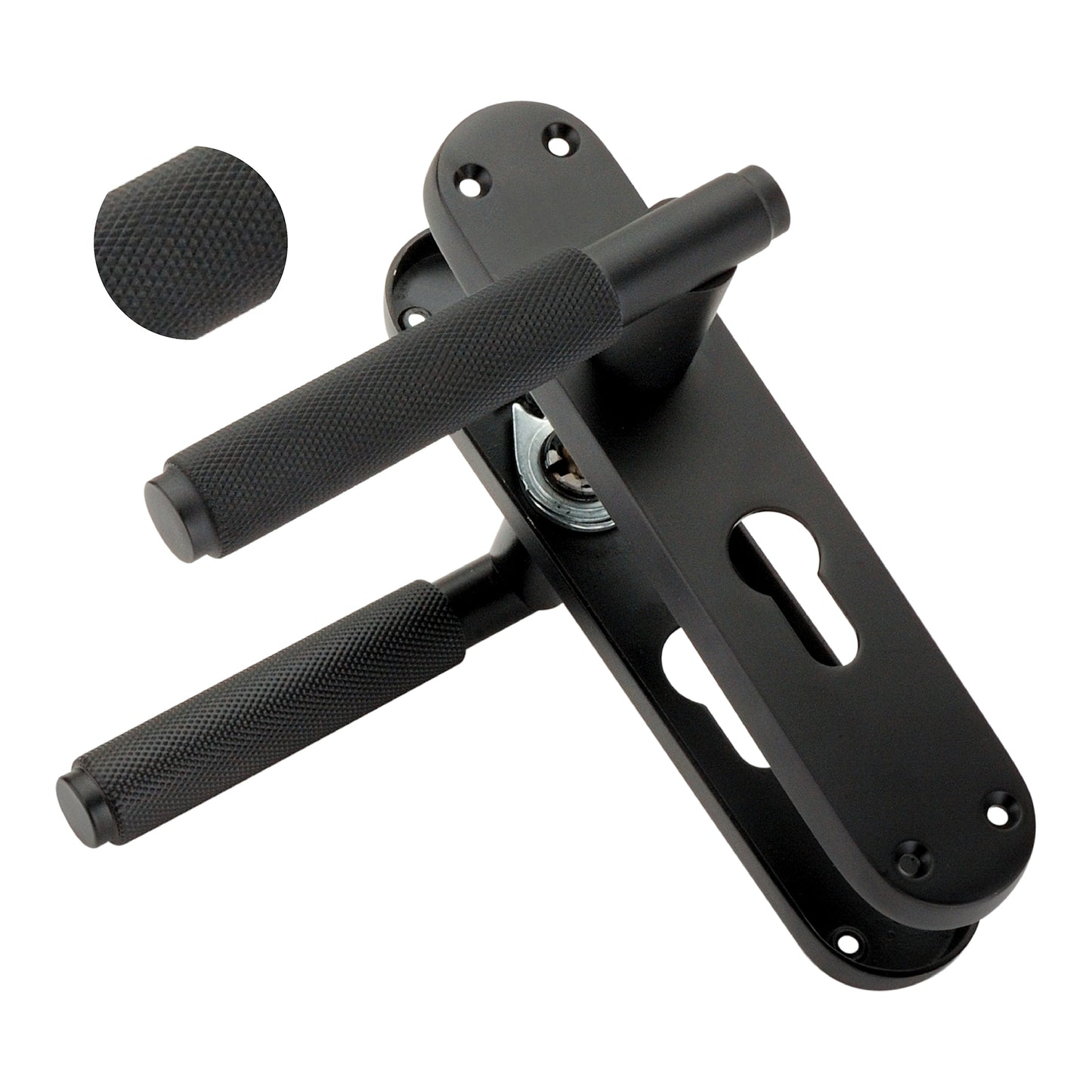 Connaught Knurled Lever on Backplate Euro Matt Black
