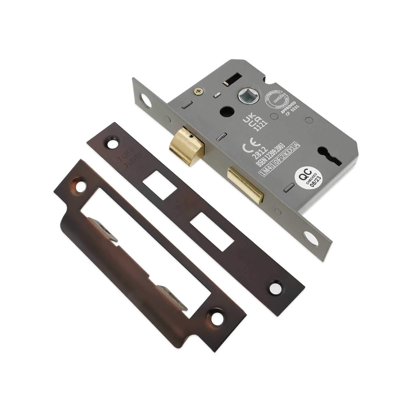 2.5" CE 3 Lever Mortice Sash Lock FD60 - Aged Bronze