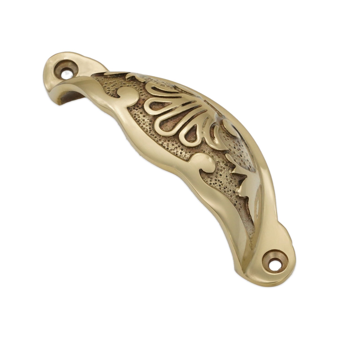 Floral Cup Pull Polished Brass