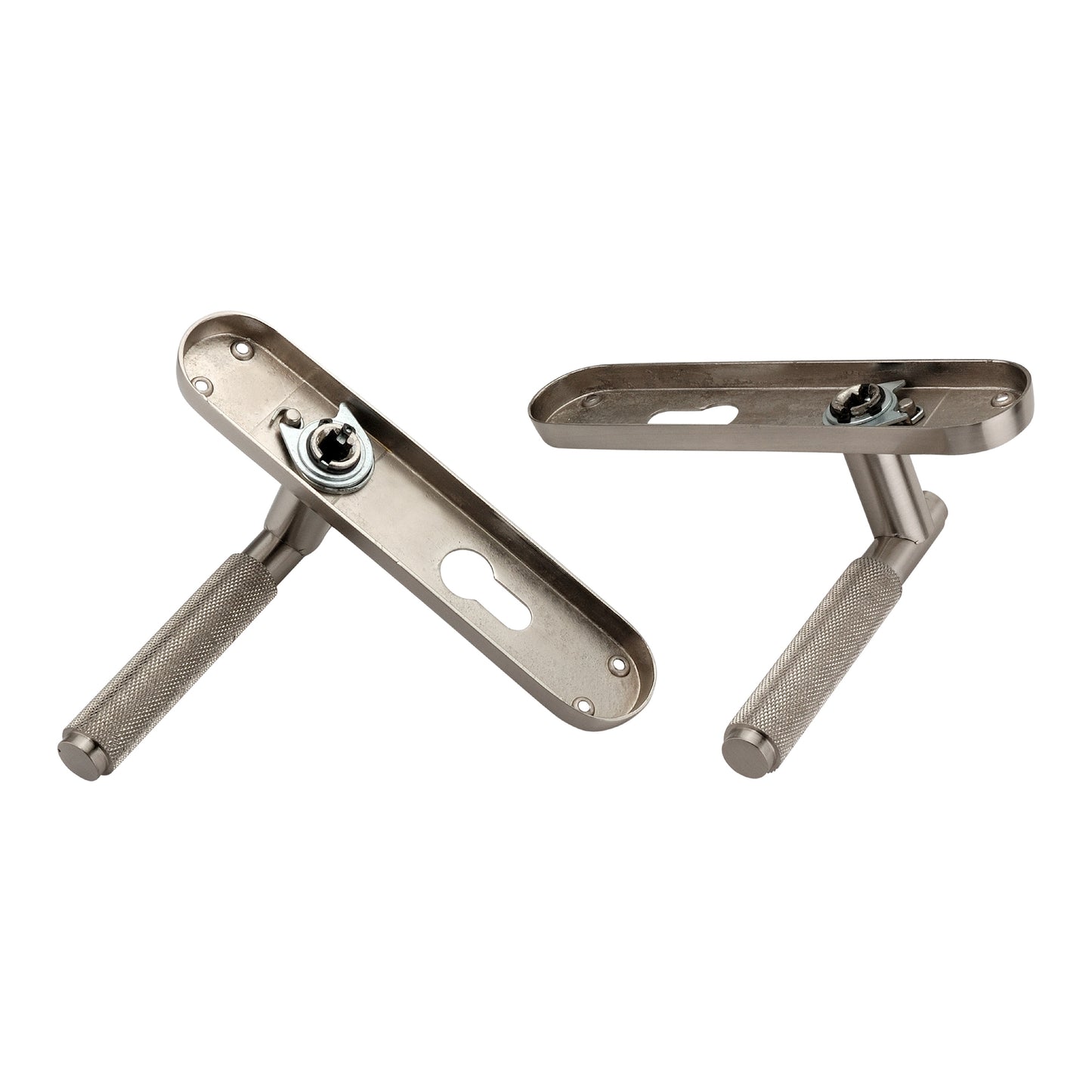 Connaught Knurled Lever on Backplate Euro Satin Nickel