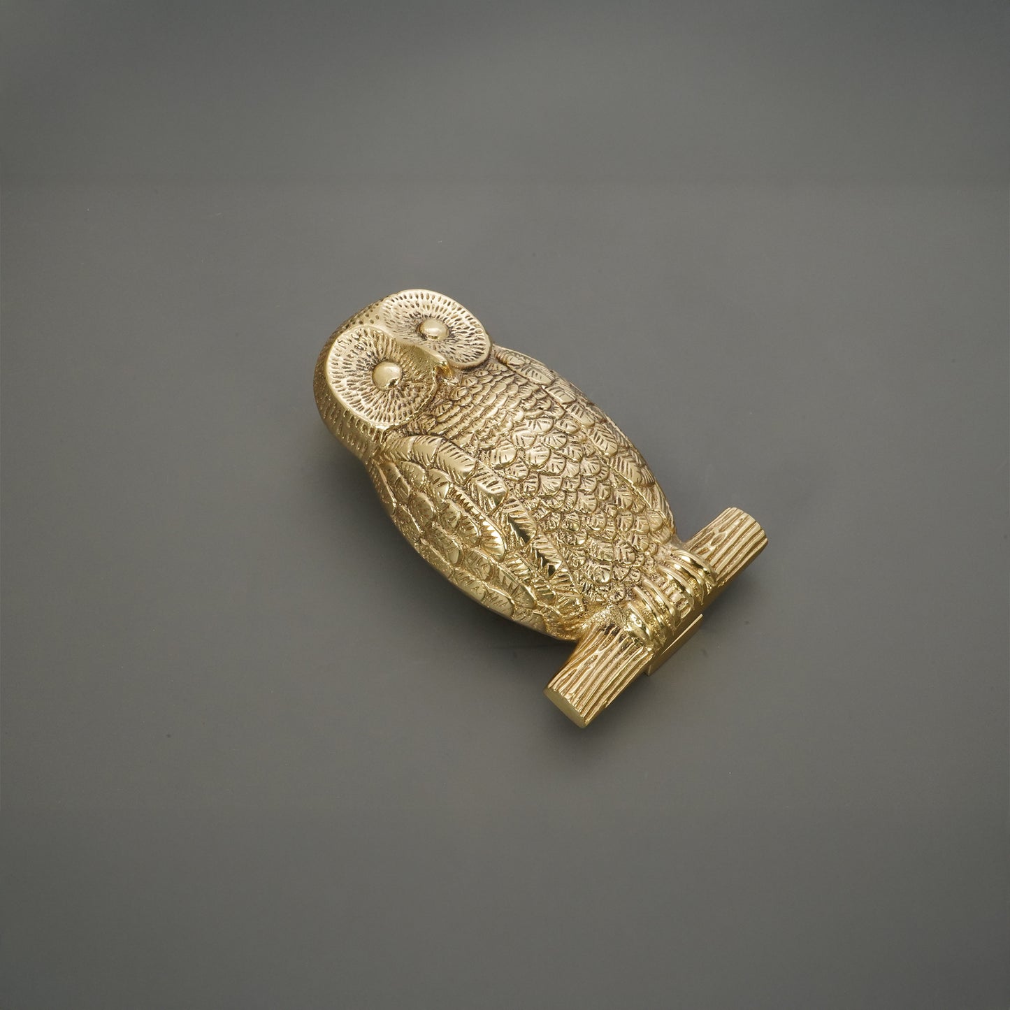 Heurtoir de porte hibou en laiton poli