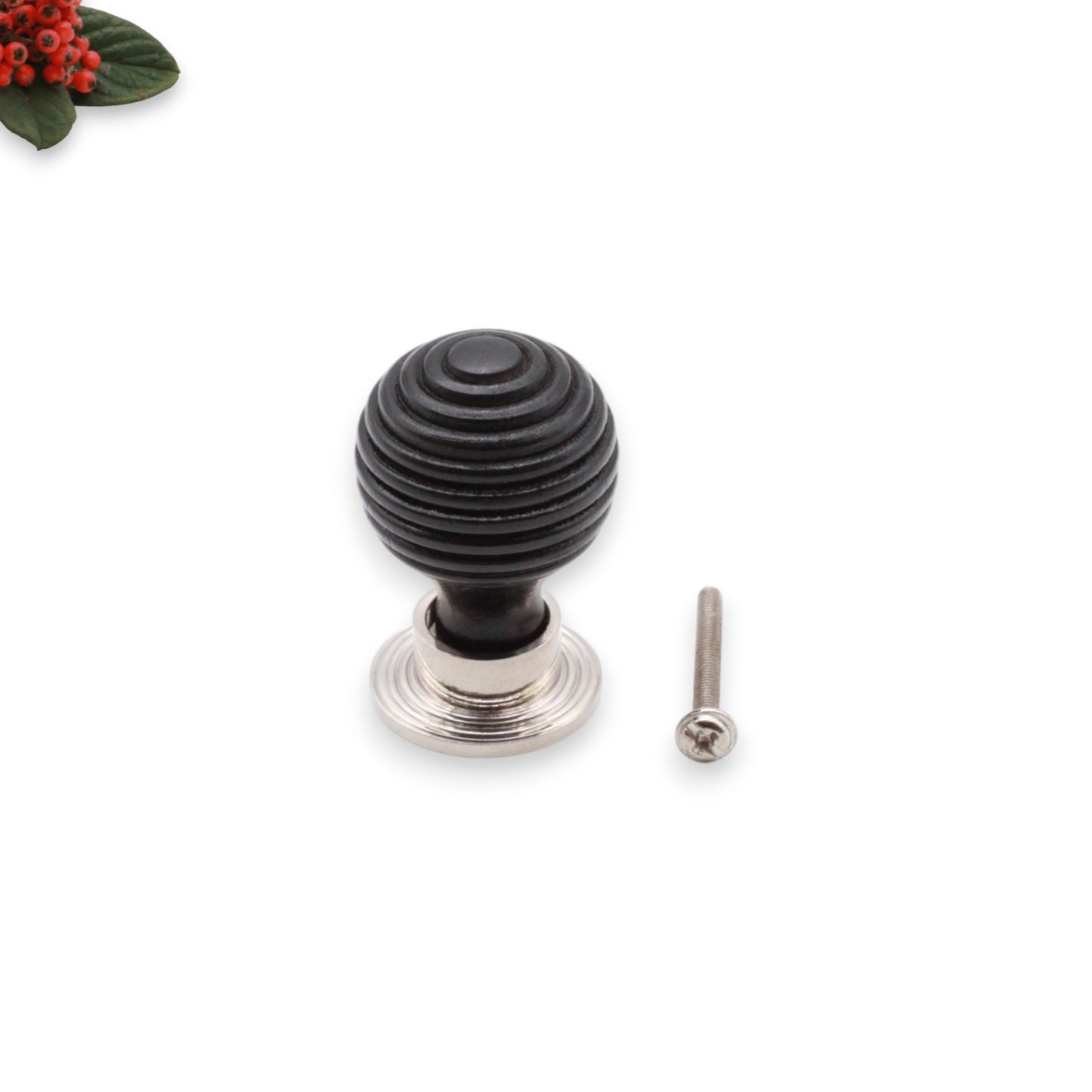Ebonisierter Preston kleiner Schrankknopf, poliertes Nickel