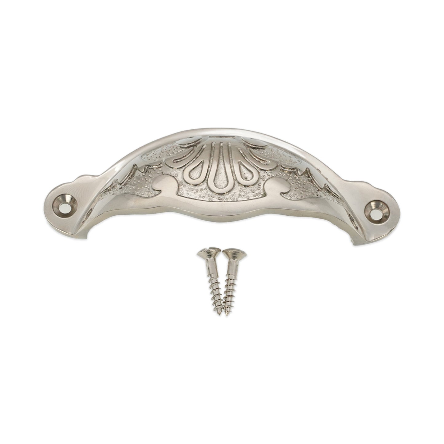 Floral Cup Pull Polished Nickel