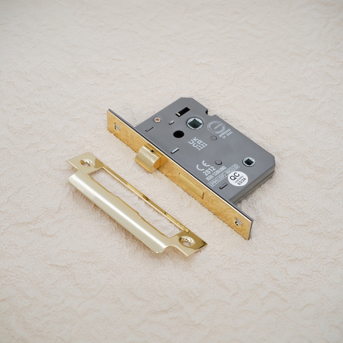 Serrure de salle de bain à 3 leviers CE 2,5" FD60 - Laiton électro