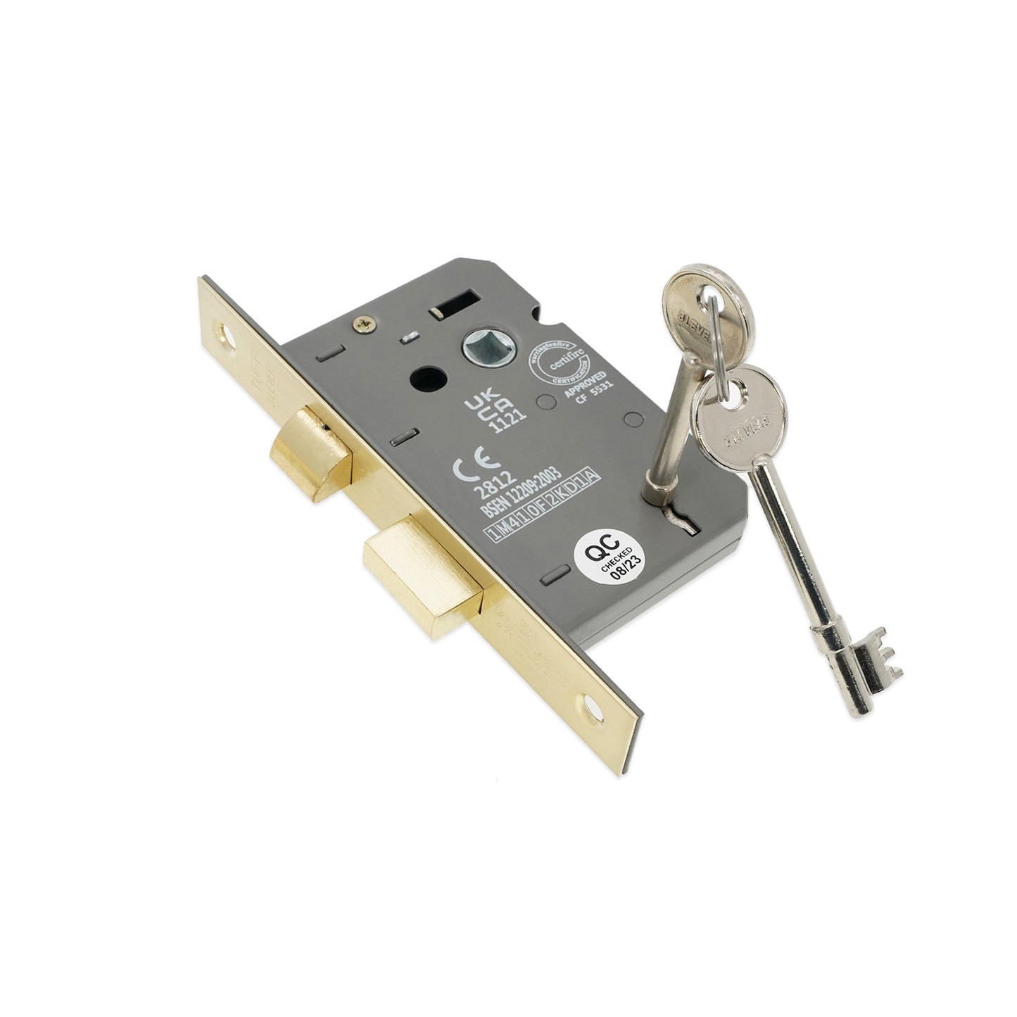 2.5" CE 3 Lever Mortice Sash Lock FD60 - Satin Brass