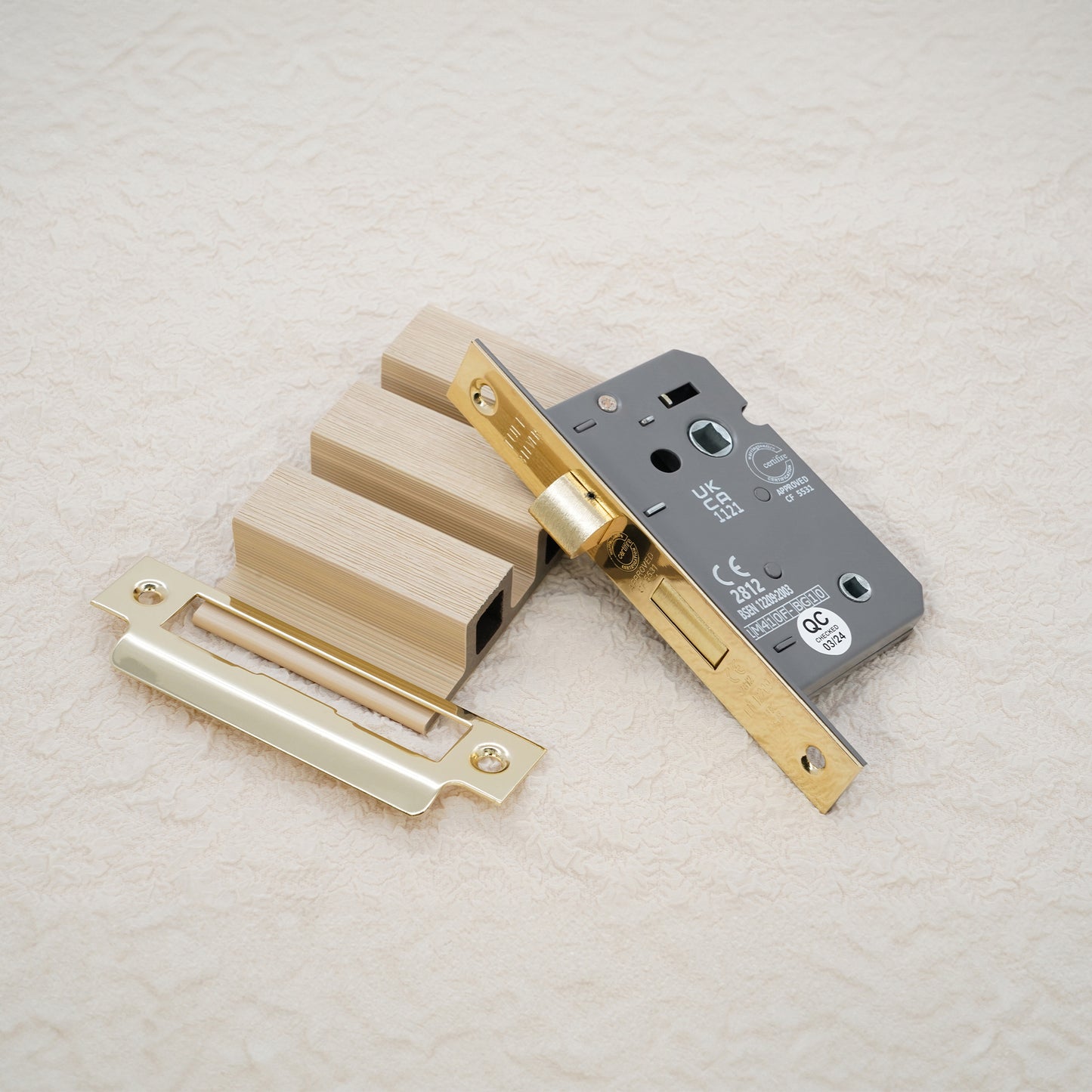 Serrure de salle de bain à 3 leviers CE 2,5" FD60 - Laiton électro