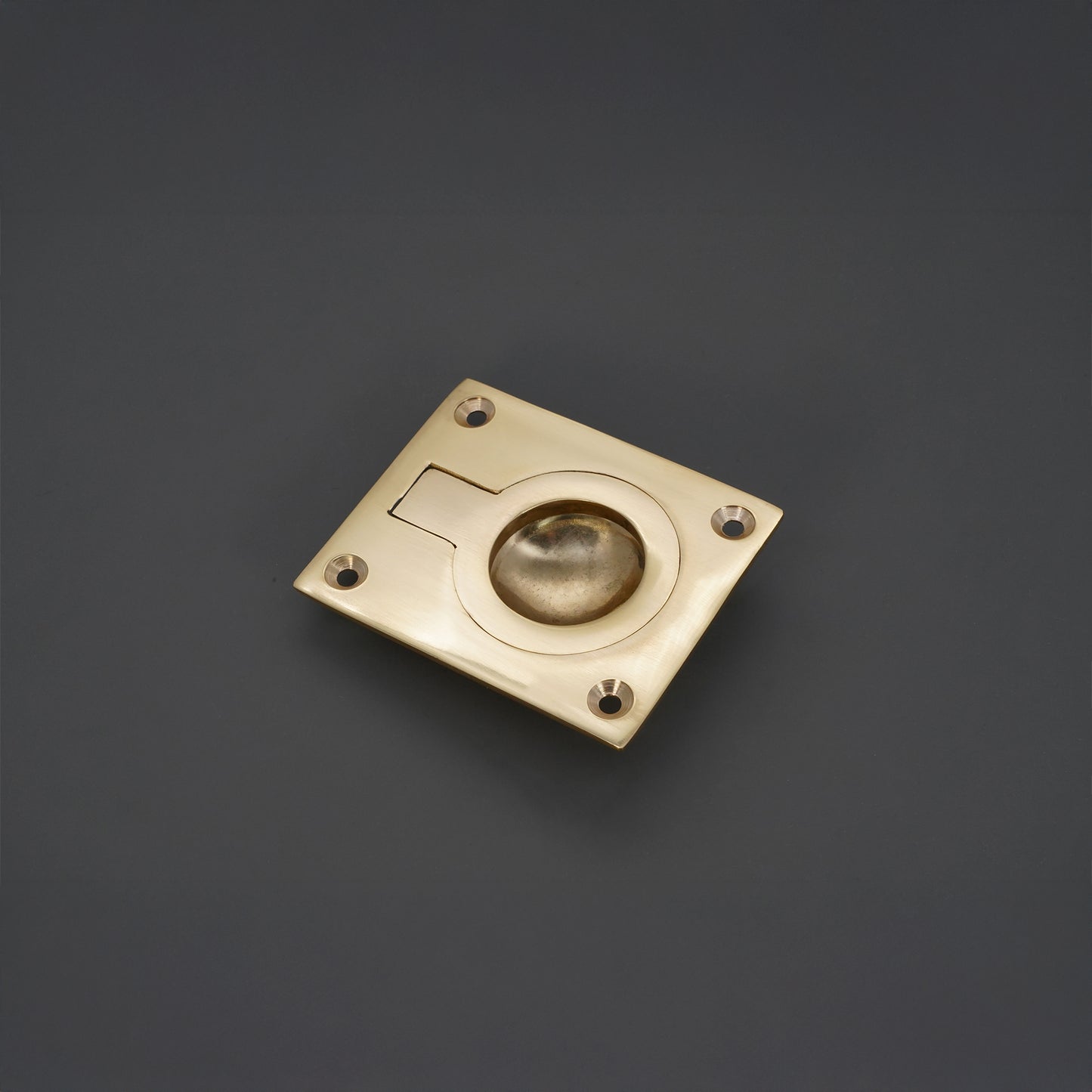 Ring Pull Square Flush Polished Brass