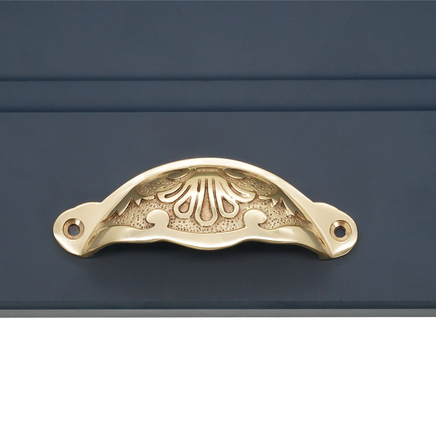 Floral Cup Pull Polished Brass