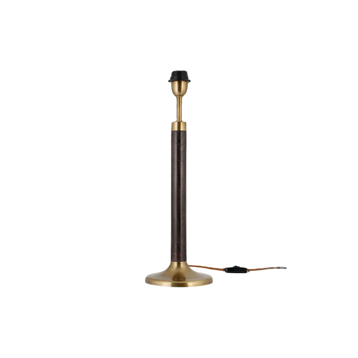 Digha Wood & Metal Table Lamp Base - Dark Stain & Antique Brass