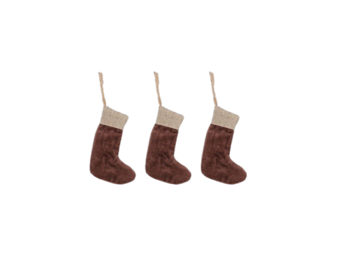 Karru Cotton Velvet Mini Stocking Rich Mocha (Set of 3)