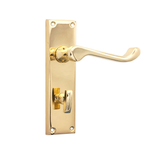 Victorian Scroll Privacy Lever Handle 150mm Polished Brass