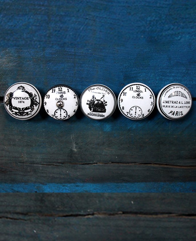VINTAGE TYPO CERAMIC CUPBOARD KNOBS