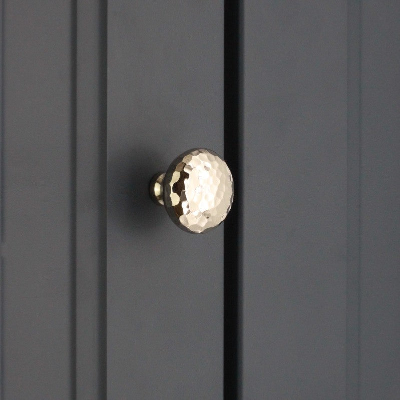 Hammered Mushroom Cupboard Knob Polished Nickel Home Decor