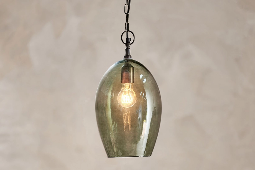 Otoro Glass Pendant - Green Smoke - Oval