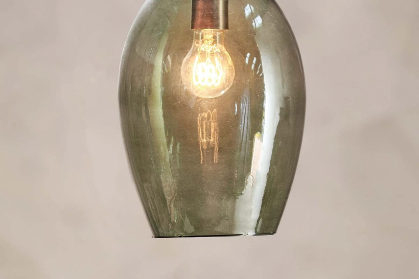 Otoro Glass Pendant - Green Smoke - Oval