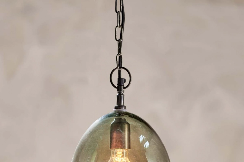 Otoro Glass Pendant - Green Smoke - Oval