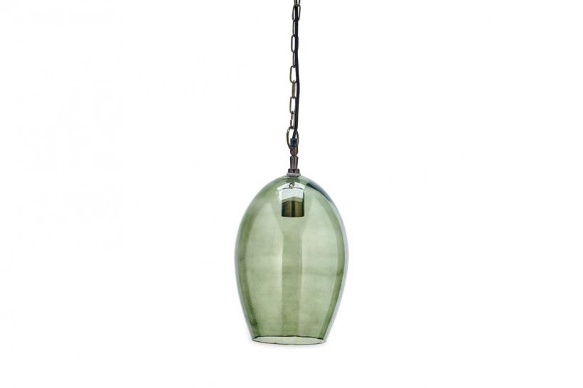 Otoro Glass Pendant - Green Smoke - Oval