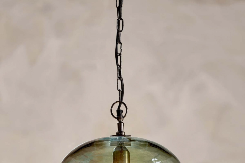 Otoro Glass Pendant - Green Smoke - Round