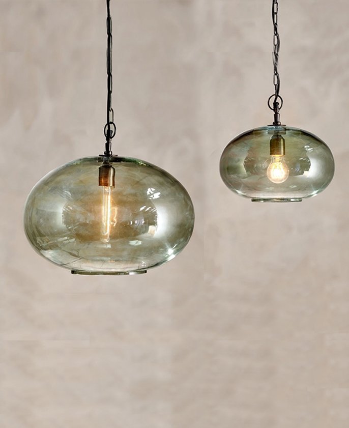 Otoro Glass Pendant - Green Smoke - Round