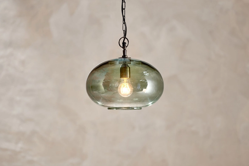 Otoro Glass Pendant - Green Smoke - Round