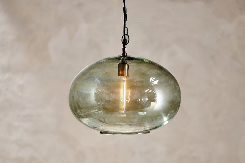 Otoro Glass Pendant - Green Smoke - Round