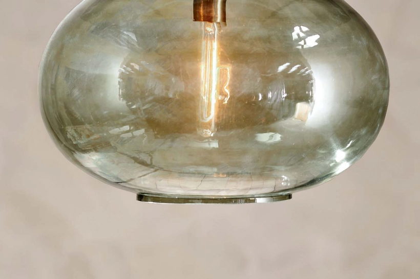 Otoro Glass Pendant - Green Smoke - Round