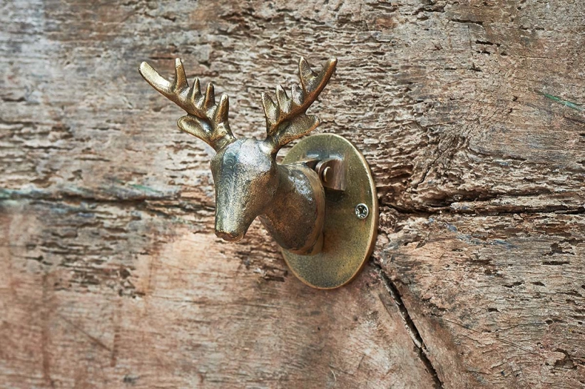 Heurtoir de porte cerf - Laiton antique