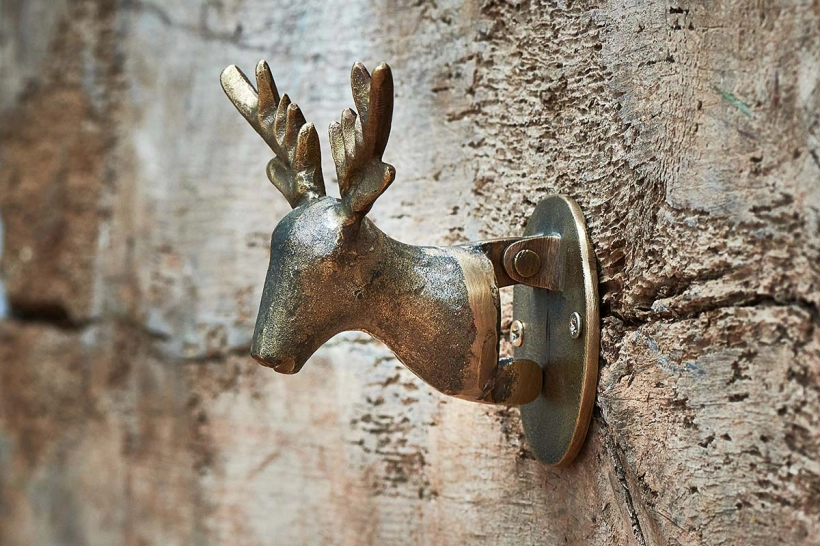 Heurtoir de porte cerf - Laiton antique