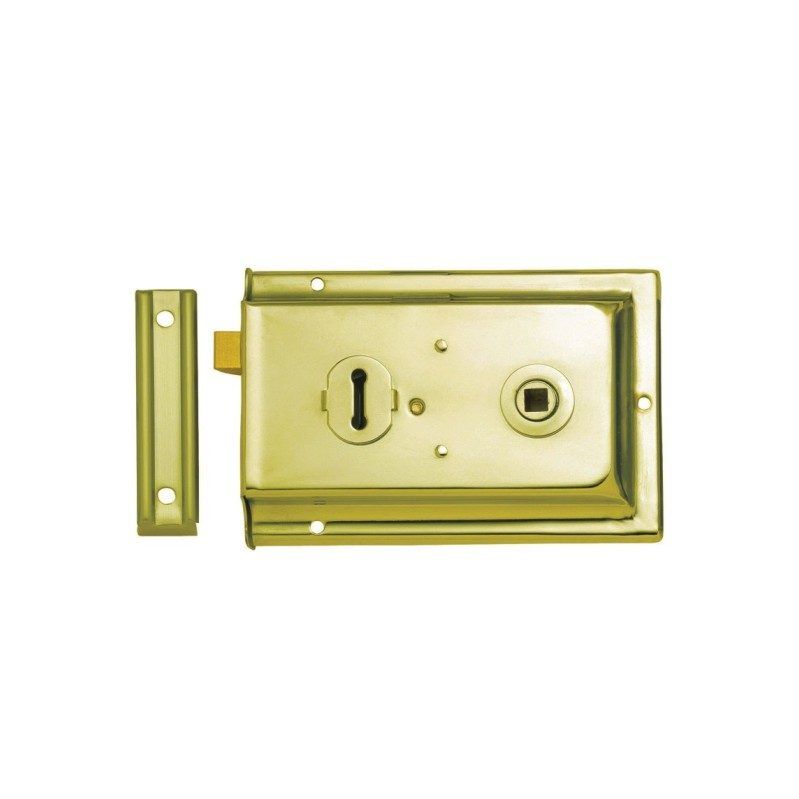Fluted Electro Brass Iron Rim Lock Home Decor
