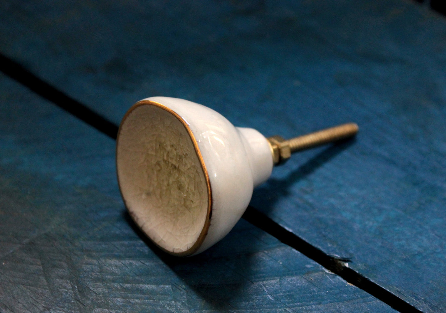 BOUTONS DE PLACARD EN CÉRAMIQUE IVOIRE EN VERRE CRAQUELÉ