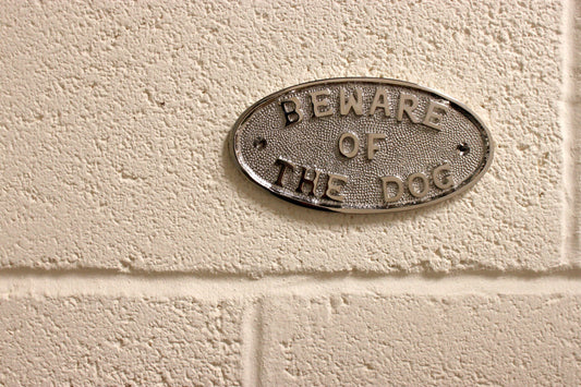 BEWARE OF THE DOG  - POLISHED NICKEL