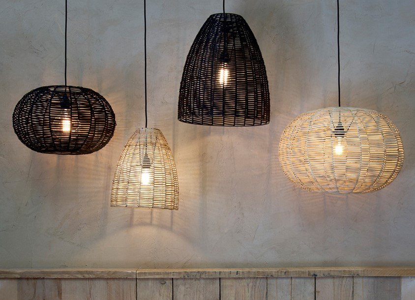 NOKO WICKER CONICAL PENDANT - NATURAL